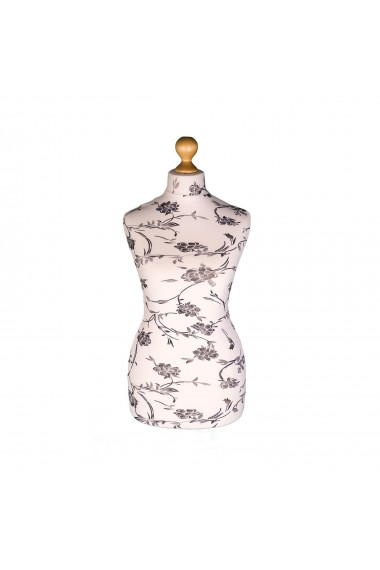 Female Tailor's Dummy Torso Size 12/14 Black Flowers on Cream