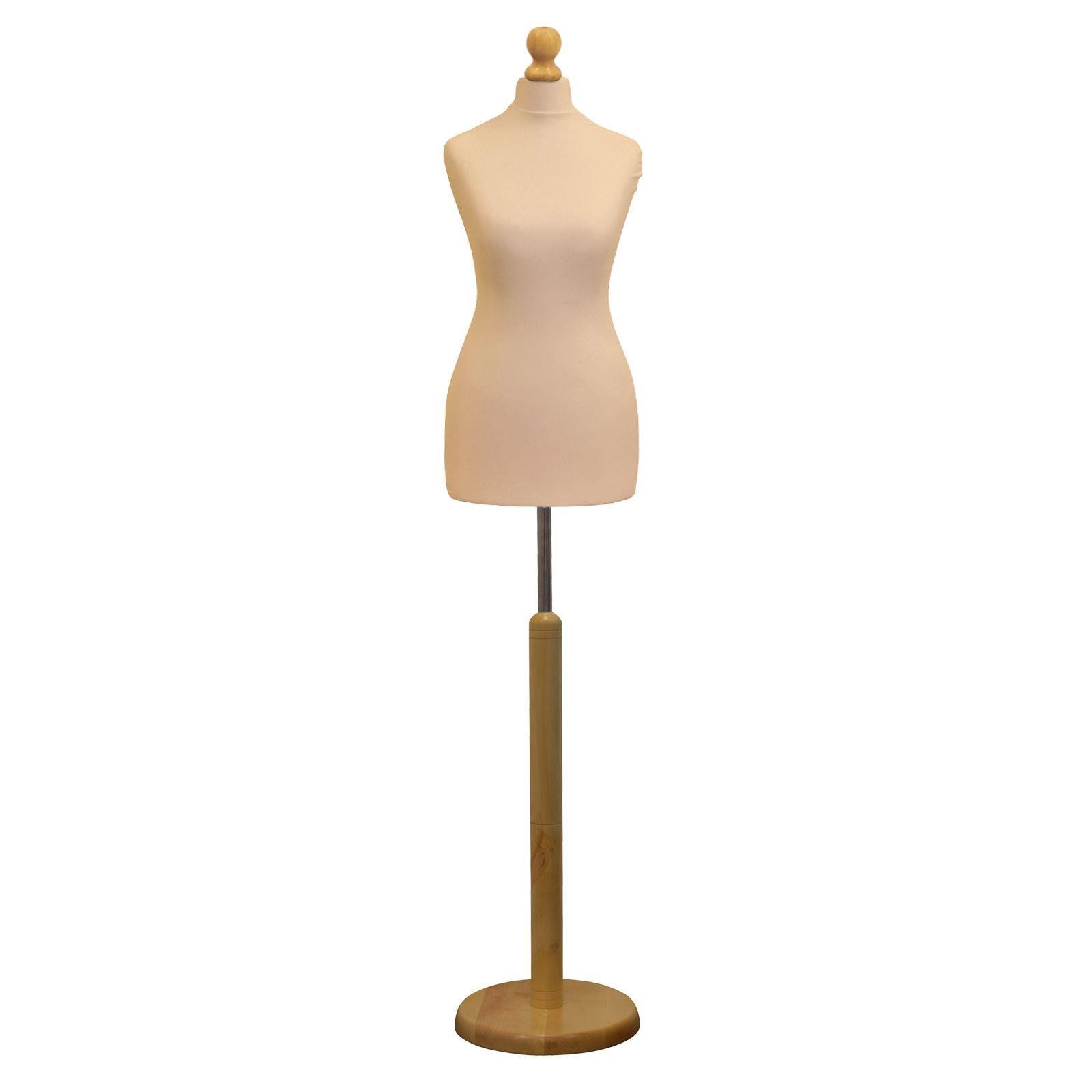 Female Dress Form Pinnable Mannequin Torso Size 10-12 with Tripod Wood Base