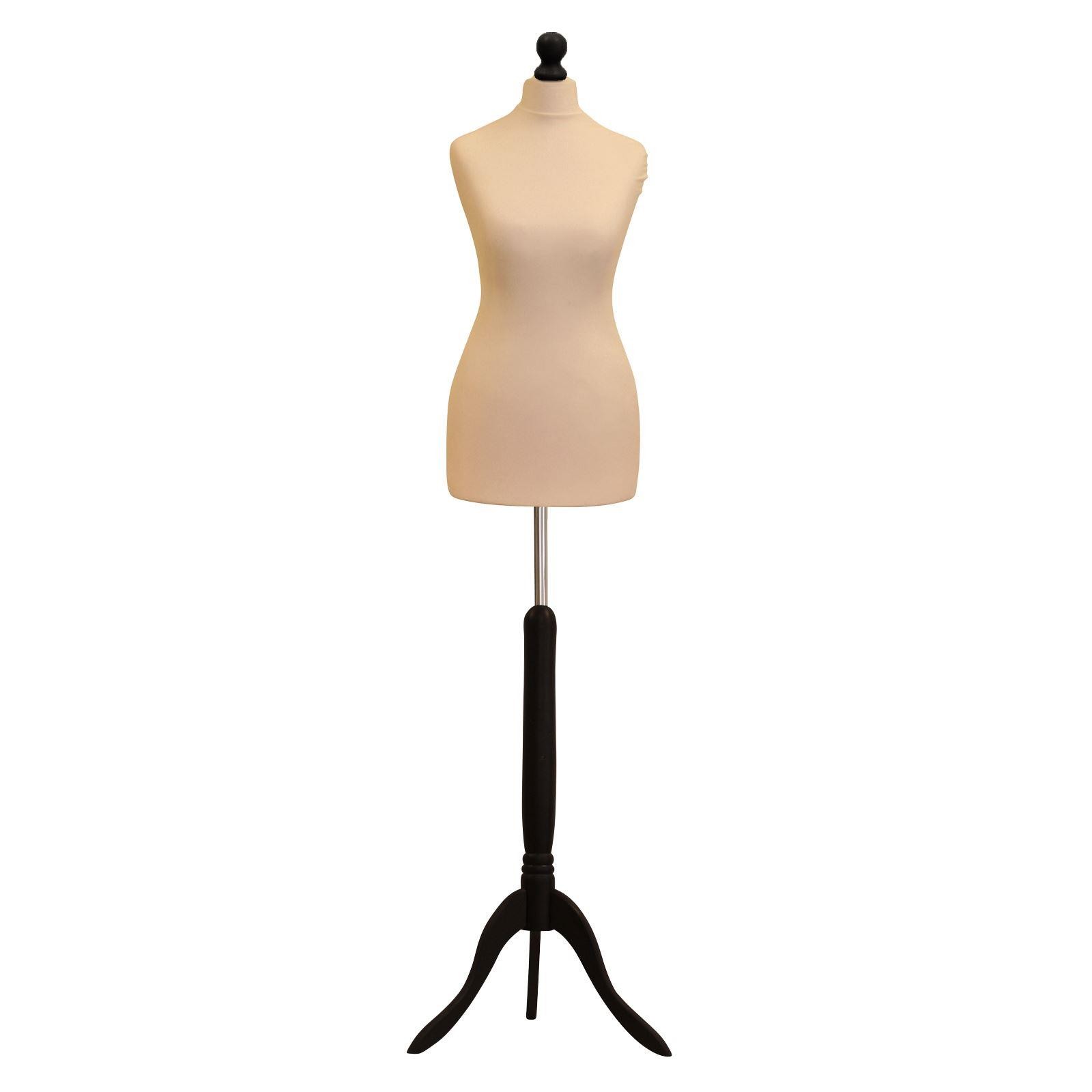 The Shopfitting Shop DELUXE Size 8 Female Dressmakers Dummy Tailors Mannequin Bust CREAM Jersey WHITE WOOD Tripod Stand 