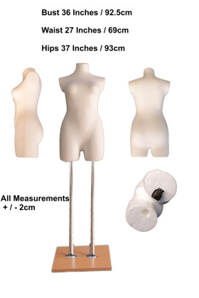 Female Tailor's Dummy Torso With Leg Size 10/12 Cream