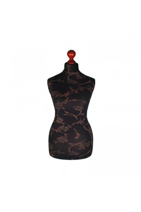 Female Tailor's Dummy Torso Size 18/20 Brown Flowers on Black