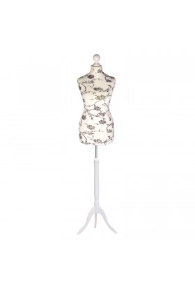 Size 18/20 Female Tailors Dummy Black Flowers on Cream
