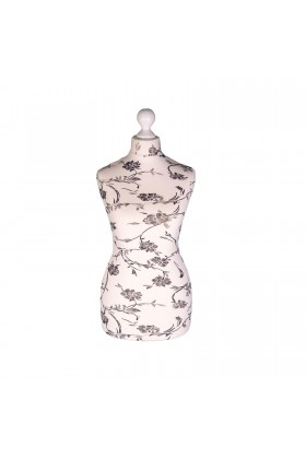 Female Tailor's Dummy Torso Size 20/22 Black Flowers on Cream